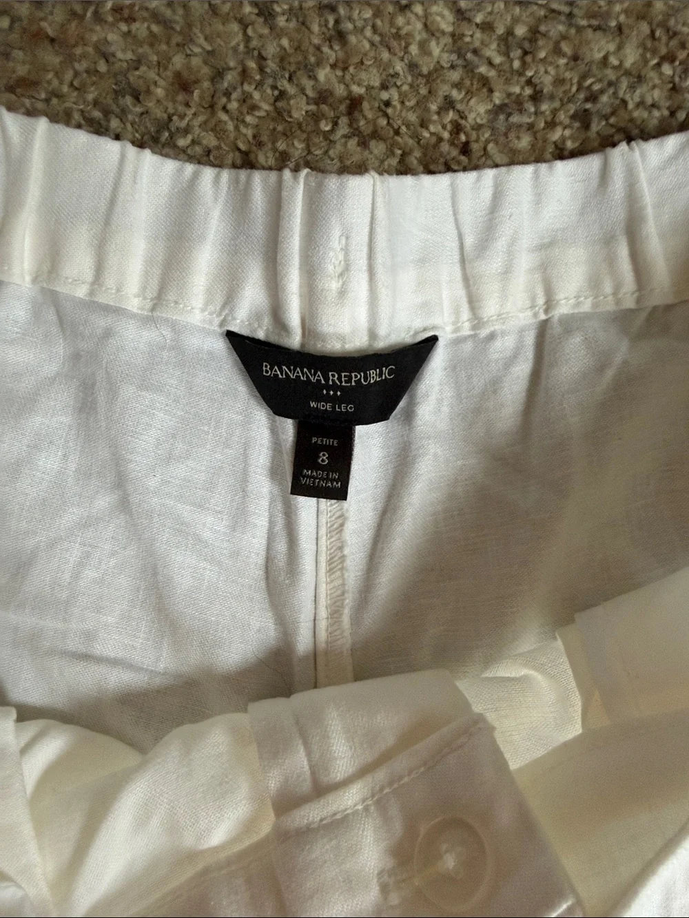Banana Republic White Wide-Leg Linen Blend Pants